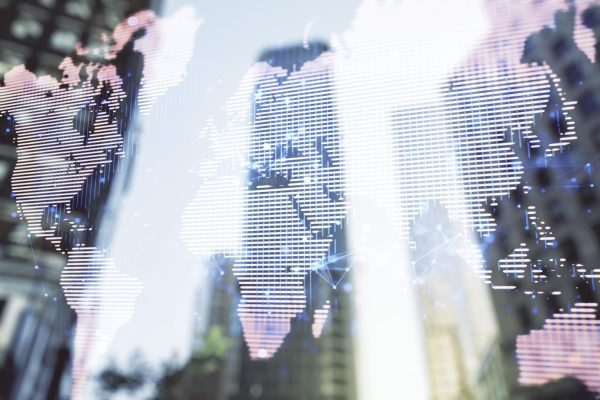 abstract-creative-world-map-interface-office-buildings-background-international-trading-concept-multiexposure